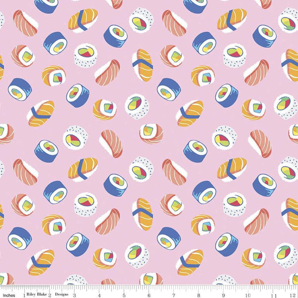 35" End of Bolt - CLEARANCE Rainbowfruit How We Roll C10893 Petal Pink - Riley Blake - Sushi Rolls - Quilting Cotton Fabric