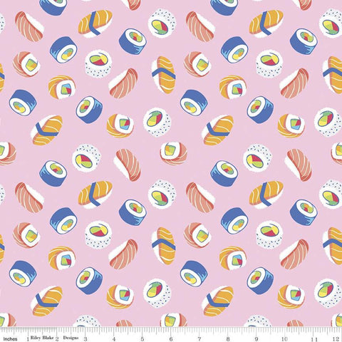 CLEARANCE Rainbowfruit How We Roll C10893 Petal Pink - Riley Blake - Sushi Rolls - Quilting Cotton Fabric