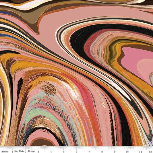 17" End of Bolt - DEAL KNIT Marble KD11240 Pink  - Riley Blake Designs - Swirls - Digitally Printed Jersey KNIT Cotton Stretch Fabric