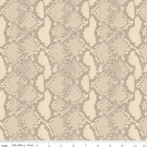 11" End of Bolt - CLEARANCE Animal Kingdom Snake Skin C694 Tan - Riley Blake Designs - Animal Print Beige - Quilting Cotton Fabric