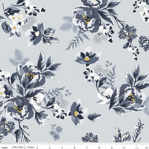 18" End of Bolt Piece - SALE Gingham Foundry Main C11130 Mist - Riley Blake Designs - Floral Flowers - Quilting Cotton Fabric