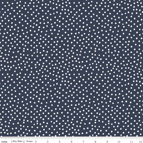 13" End of Bolt - Gingham Foundry Dots C11138 Navy - Riley Blake Designs - Dotted Dot Blue - Quilting Cotton Fabric