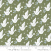 16" End of Bolt - Christmas Morning Lovey Dovey 5141 Pine - Moda Fabrics - Birds Doves Leaves on Green - Quilting Cotton Fabric