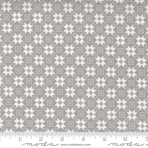 Fat Quarter End of Bolt - SALE Christmas Morning Bright Star 5144 Dove - Moda Fabrics - Geometric Gray Grey White - Quilting Cotton Fabric