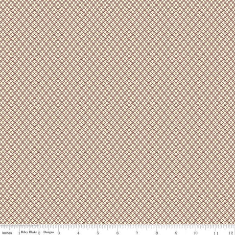 12" End of Bolt - SALE Christmas at Buttermilk Acres Plaid C10905 Cream Red - Riley Blake - Diagonal Geometric - Quilting Cotton Fabric