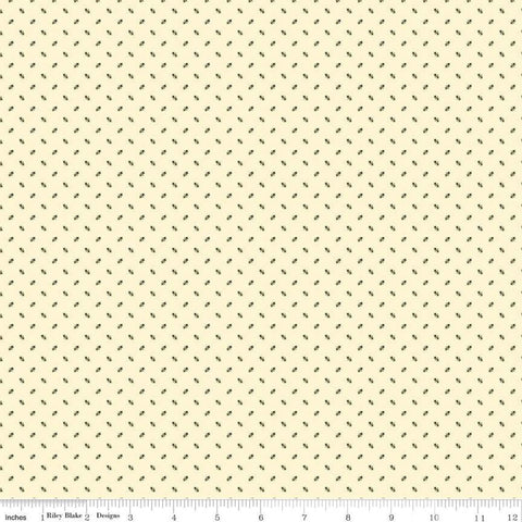 21" end of bolt - SALE Christmas at Buttermilk Acres Shirting C10906 Green - Riley Blake Designs - Geometric Cream - Quilting Cotton Fabric