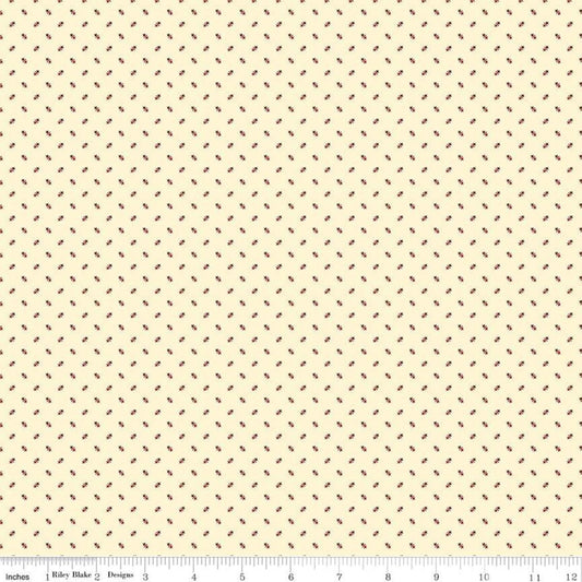 Fat Quarter End of Bolt - SALE Christmas at Buttermilk Acres Shirting Red Cream Geometric Fabric - C10906 - Riley Blake Quilting Cotton