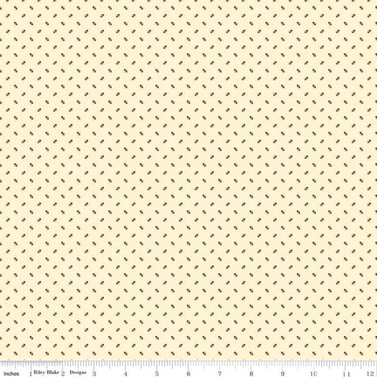 Fat Quarter End of Bolt - SALE Christmas at Buttermilk Acres Shirting Red Cream Geometric Fabric - C10906 - Riley Blake Quilting Cotton