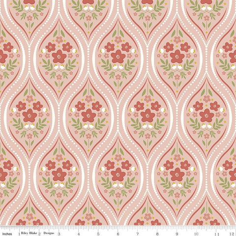 Fat Quarter End of Bolt- SALE Primrose Hill Damask C11061 Blush - Riley Blake Designs - Floral Flowers - Quilting Cotton Fabric