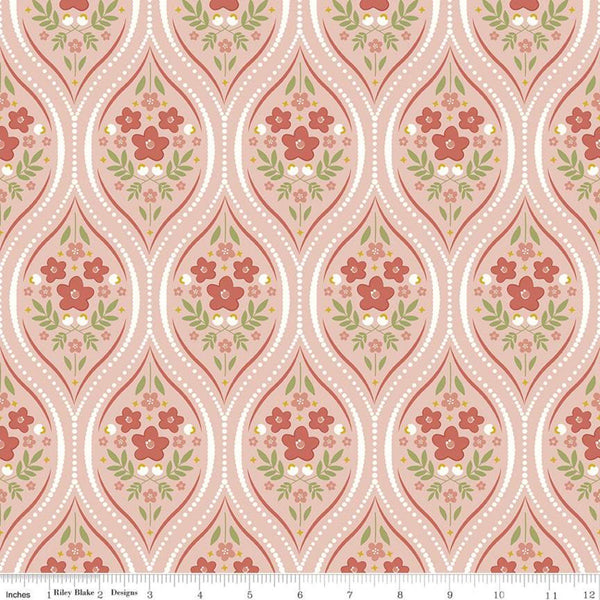 30" End of Bolt - SALE Primrose Hill Damask C11061 Blush - Riley Blake Designs - Floral Flowers - Quilting Cotton Fabric