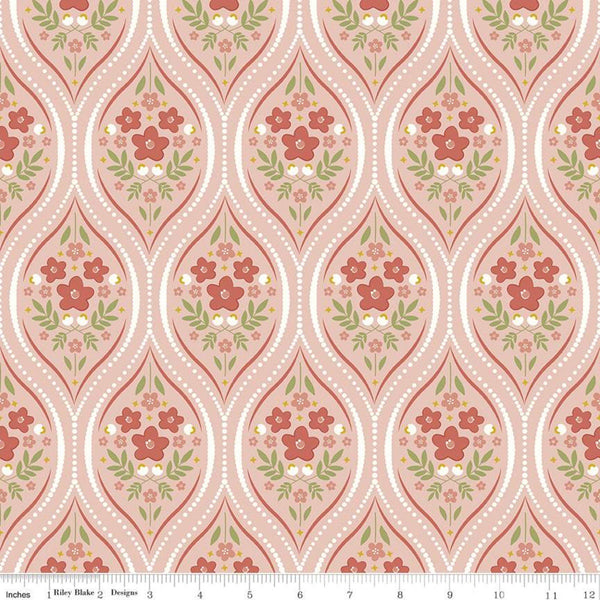 SALE Primrose Hill Damask C11061 Blush - Riley Blake Designs - Floral Flowers - Quilting Cotton Fabric