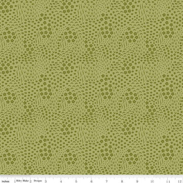 16" End of Bolt - SALE Primrose Hill Meadow C11064 Olive - Riley Blake Designs - Floral Flowers Tone-on-Tone - Quilting Cotton Fabric