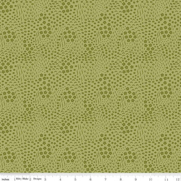 11" End of Bolt - SALE Primrose Hill Meadow C11064 Olive - Riley Blake Designs - Floral Flowers Tone-on-Tone - Quilting Cotton Fabric