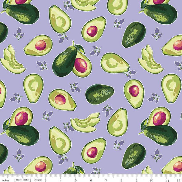 Fat Quarter End of Bolt - CLEARANCE Lucy June Avocados C11223 Lilac - Riley Blake Designs - Purple - Quilting Cotton Fabric