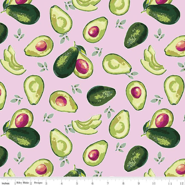 Fat Quarter End of Bolt - SALE Lucy June Avocados C11223 Pink - Riley Blake Designs - Quilting Cotton Fabric