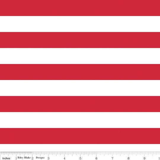 15" End of Bolt - SALE KNIT Red and White 1" One Inch Stripe K540 - Riley Blake Designs - Patriotic - Jersey KNIT Cotton Stretch Fabric