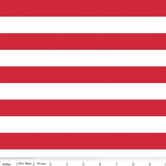 17" End of Bolt - SALE KNIT Red and White 1" One Inch Stripe K540 - Riley Blake Designs - Patriotic - Jersey KNIT Cotton Stretch Fabric