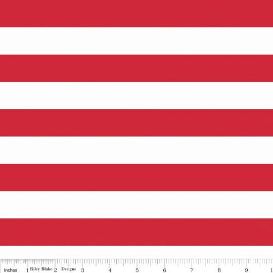 12" End of Bolt - SALE KNIT Red and White 1" One Inch Stripe K540 - Riley Blake Designs - Patriotic - Jersey KNIT Cotton Stretch Fabric