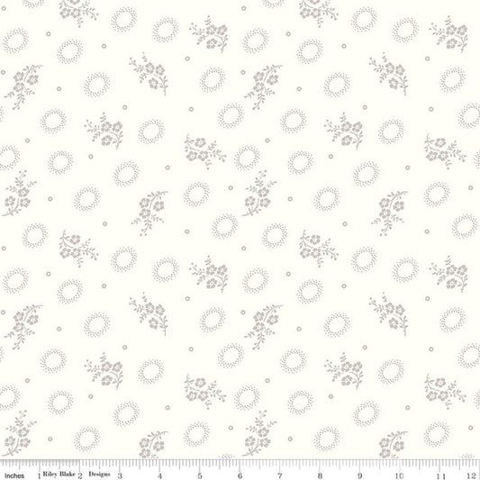 31" End of Bolt - SALE Hush Hush Stem Gem C11160 - Riley Blake Designs - Low Volume Floral Flowers Dots Cream  - Quilting Cotton Fabric