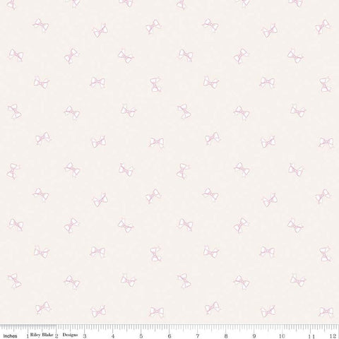 SALE Hush Hush Ribbons C11174 - Riley Blake Designs - Low Volume Pink Bows Cream - Quilting Cotton Fabric