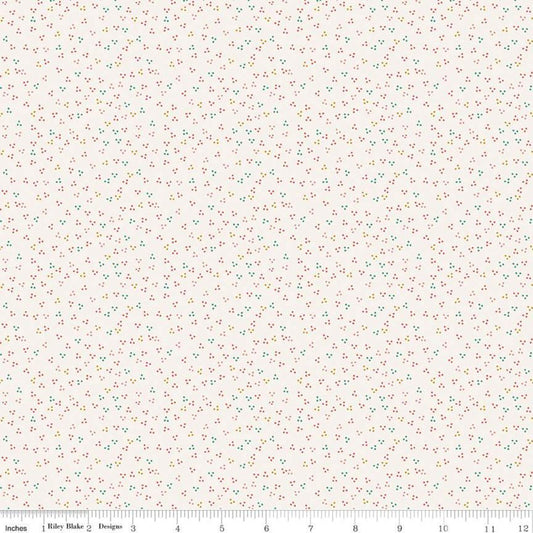 SALE 24" End of Bolt - Hush Hush Trio C11179 - Riley Blake Designs - Low Volume Three-Dot Clusters on Cream - Quilting Cotton Fabric