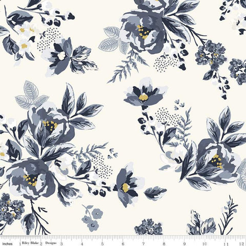 22" End of Bolt Piece - Gingham Foundry Main C11130 Cream - Riley Blake Designs - Floral Flowers - Quilting Cotton Fabric