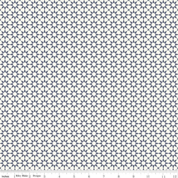28" End of Bolt Piece - SALE Gingham Foundry Stars C11135 Cream - Riley Blake Designs - Geometric - Quilting Cotton Fabric