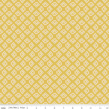 27" End of Bolt - SALE Community Patch C11104 Honey - Riley Blake Designs - Geometric Lattice Flowers - Quilting Cotton Fabric
