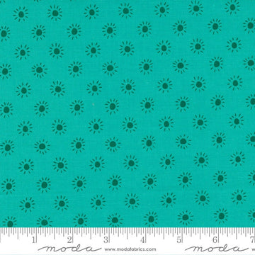34" End of Bolt - SALE Jungle Paradise Sunny Day Dot 20789 Peacock - Moda Fabrics - Dots Suns Turquoise - Quilting Cotton Fabric