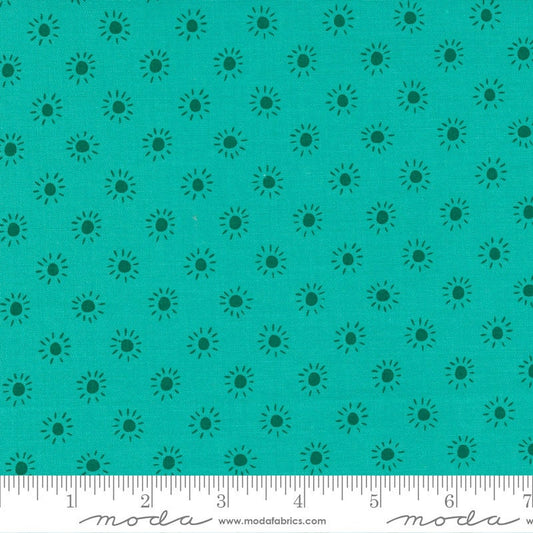 34" End of Bolt - SALE Jungle Paradise Sunny Day Dot 20789 Peacock - Moda Fabrics - Dots Suns Turquoise - Quilting Cotton Fabric