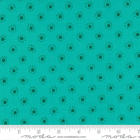 34" End of Bolt - SALE Jungle Paradise Sunny Day Dot 20789 Peacock - Moda Fabrics - Dots Suns Turquoise - Quilting Cotton Fabric