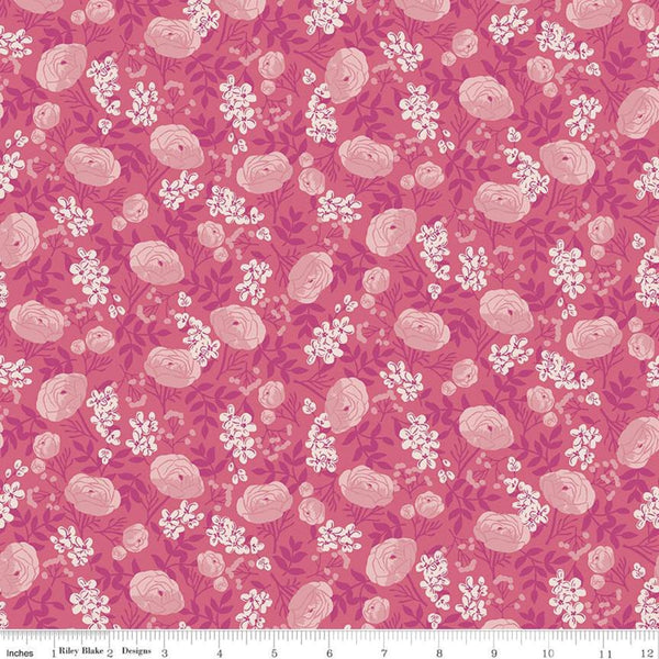 19" End of Bolt - SALE Hope in Bloom Petals of Courage C11021 Pink - Riley Blake Designs - Breast Cancer Floral - Quilting Cotton Fabric