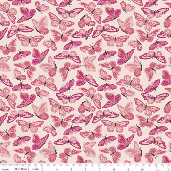 24" End of Bolt - SALE Hope in Bloom Wings of Hope C11022 Blush - Riley Blake Designs - Breast Cancer Butterflies Pink - Quilting Cotton