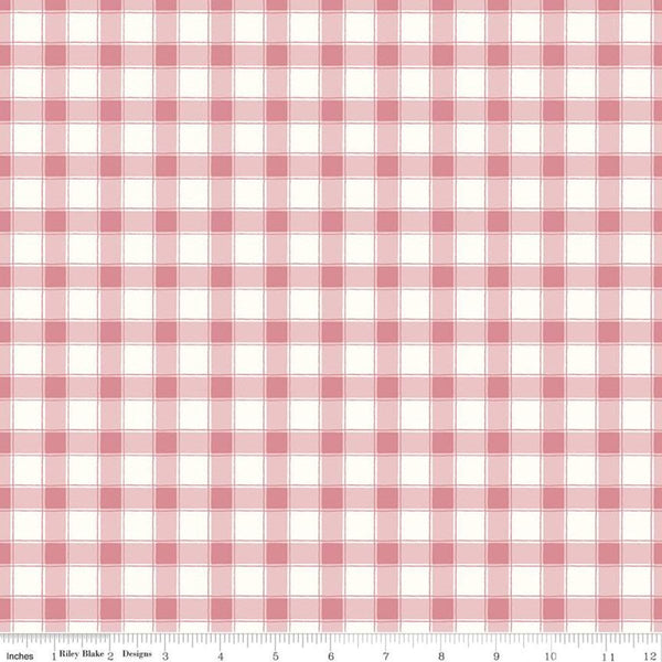 30" End of Bolt - CLEARANCE Hope in Bloom Plaid C11024 Blush - Riley Blake Designs - Breast Cancer Pink on White - Quilting Cotton Fabric