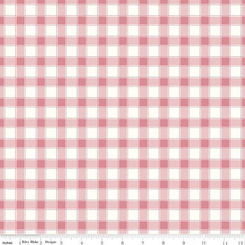 30" End of Bolt - CLEARANCE Hope in Bloom Plaid C11024 Blush - Riley Blake Designs - Breast Cancer Pink on White - Quilting Cotton Fabric