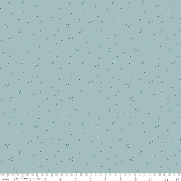 16" End of Bolt - SALE Primrose Hill Seedling C11065 Aqua - Riley Blake Designs - Tiny Stars - Quilting Cotton Fabric