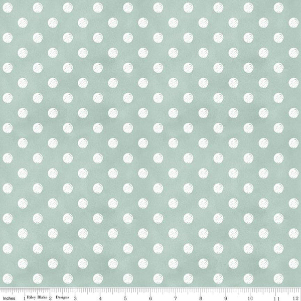 SALE Coffee Chalk Polka Dots C11032 Aqua - Riley Blake Designs - Chalk-Drawn Dots Dotted Dot Blue - Quilting Cotton Fabric