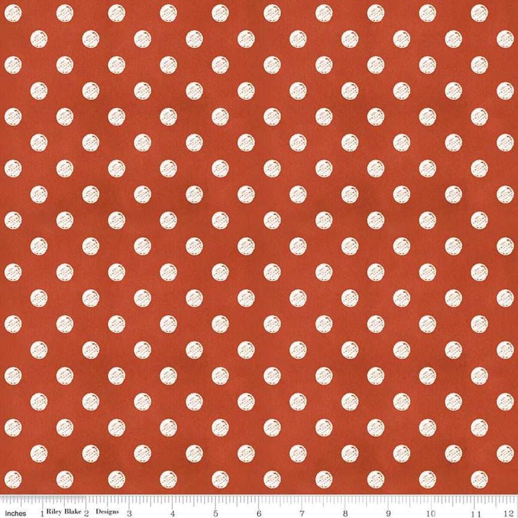 SALE Coffee Chalk Polka Dots C11032 Red - Riley Blake Designs - Chalk-Drawn Dots Dotted Dot - Quilting Cotton Fabric