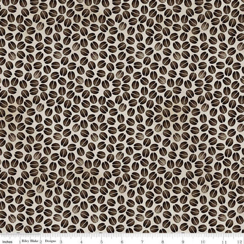 11" End of Bolt - SALE Coffee Chalk Bean Toss C11037 Taupe - Riley Blake Designs - Coffee Beans - Quilting Cotton Fabric