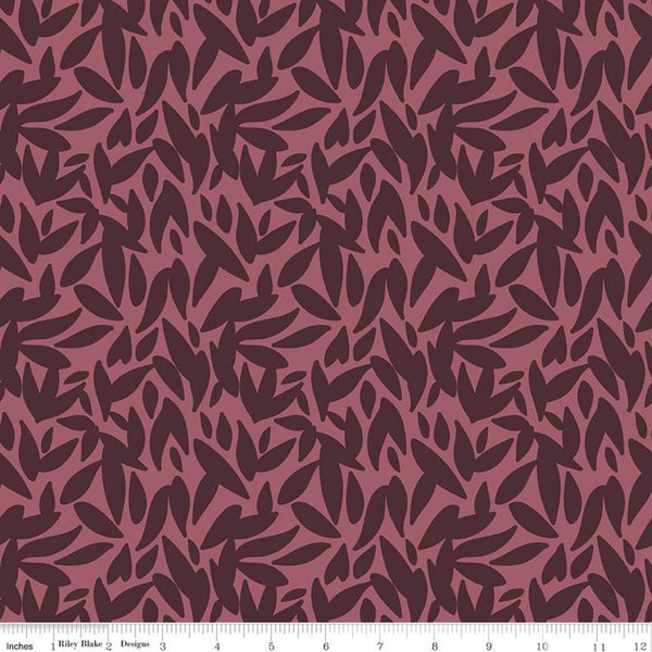 31" End of Bolt - SALE Sonnet Dusk Leaves C11293 Rose - Riley Blake Designs - Leaf - Quilting Cotton Fabric