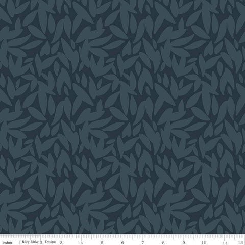 11" End of Bolt - SALE Sonnet Dusk Leaves C11293 Teal - Riley Blake Designs - Leaf - Quilting Cotton Fabric