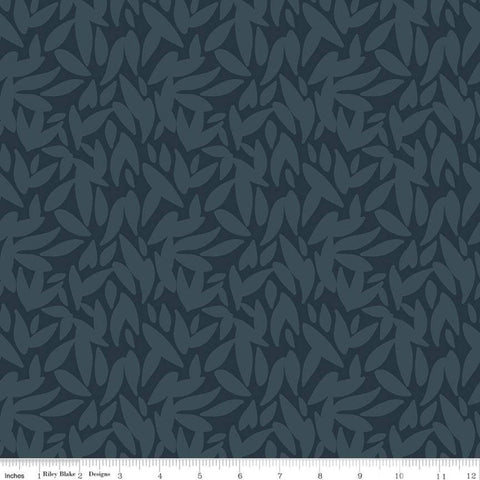 11" End of Bolt - SALE Sonnet Dusk Leaves C11293 Teal - Riley Blake Designs - Leaf - Quilting Cotton Fabric