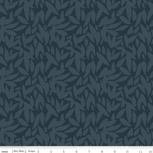 11" End of Bolt - SALE Sonnet Dusk Leaves C11293 Teal - Riley Blake Designs - Leaf - Quilting Cotton Fabric