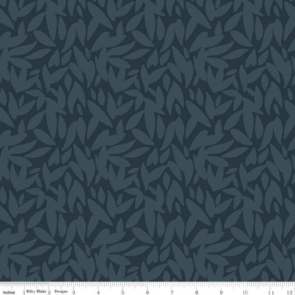 Fat Quarter End of Bolt - SALE Sonnet Dusk Leaves C11293 Teal - Riley Blake Designs - Leaf - Quilting Cotton Fabric