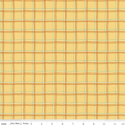 17" End of Bolt - Eat Your Veggies! Plaid C11113 Yellow - Riley Blake Designs - Thin Multi-Colored Lines Children's - Quilting Cotton Fabric