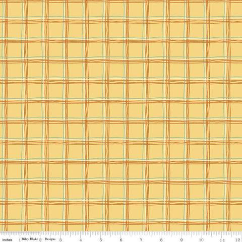 17" End of Bolt - Eat Your Veggies! Plaid C11113 Yellow - Riley Blake Designs - Thin Multi-Colored Lines Children's - Quilting Cotton Fabric