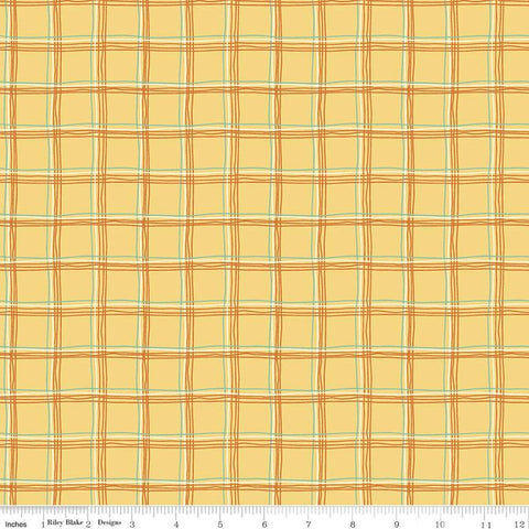 17" End of Bolt - Eat Your Veggies! Plaid C11113 Yellow - Riley Blake Designs - Thin Multi-Colored Lines Children's - Quilting Cotton Fabric