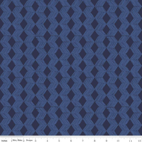 SALE Water Mark Delta C11323 Navy - Riley Blake Designs - Striped Chevrons Geometric Blue - Quilting Cotton Fabric