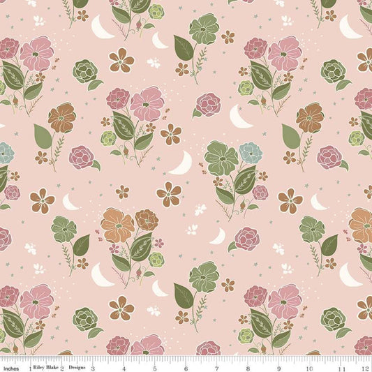 13" End of Bolt - SALE Beneath the Western Sky Main C11190 Pink - Riley Blake Designs - Floral Flowers - Quilting Cotton Fabric