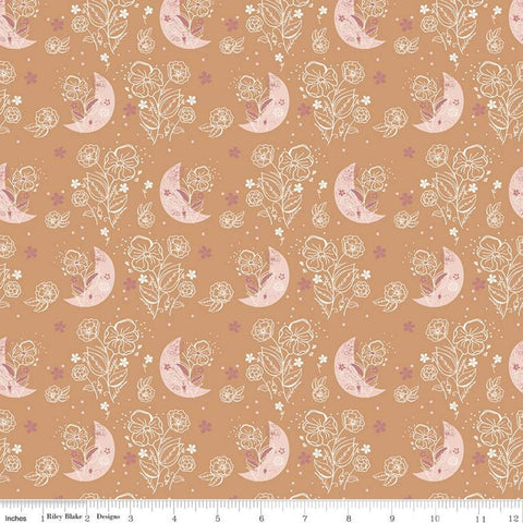 Beneath the Western Sky Floral Moons C11191 Orange - Riley Blake Designs - Flowers Moons - Quilting Cotton Fabric